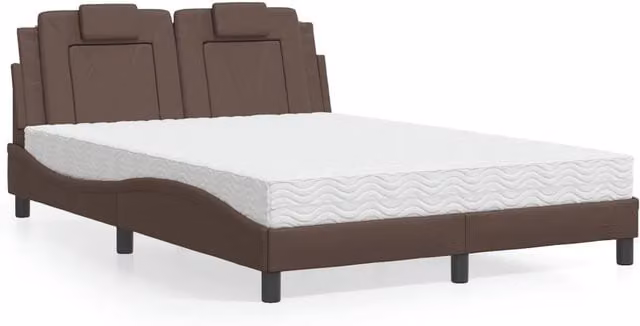 Letto Viana con Materasso Marrone 140x190cm in Similpelle 3208791