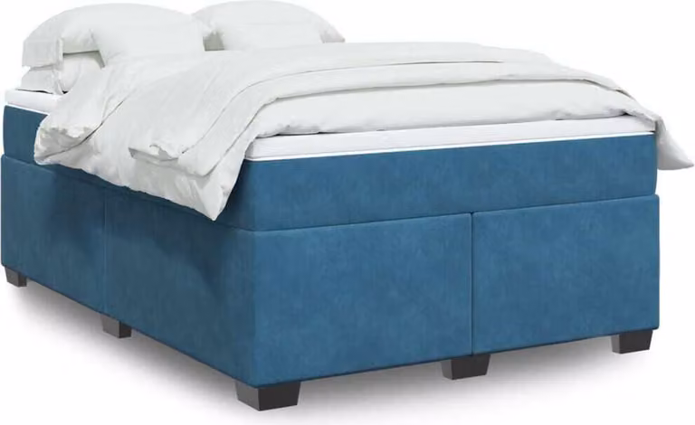 Maison Exclusive - Giroletto a Molle con Materasso Blu Scuro 140x200 cm in Velluto