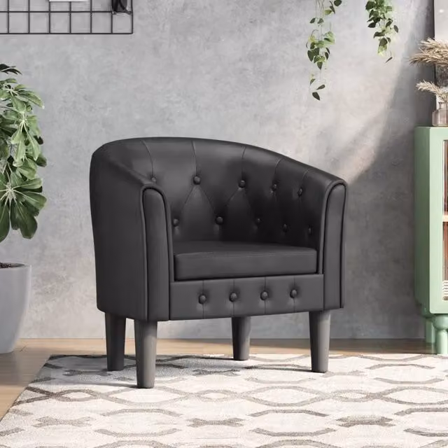 Poltrona moderna vidaXL in similpelle nera con braccioli per soggiorno o ufficio – 1