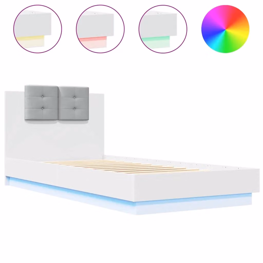Letto con testiera e illuminazione LED con porta USB vidaXL Bianco 100 x 200 cm – 2