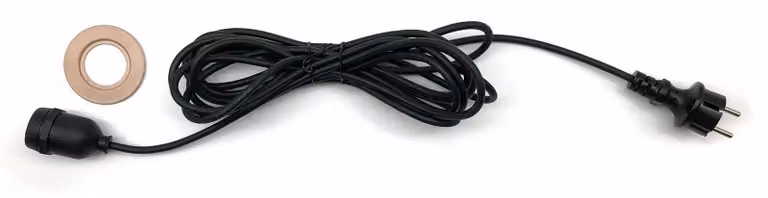 Cavo di prolunga E27, 5 metri, grado di protezione IP64, colore grigio, per uso esterno
