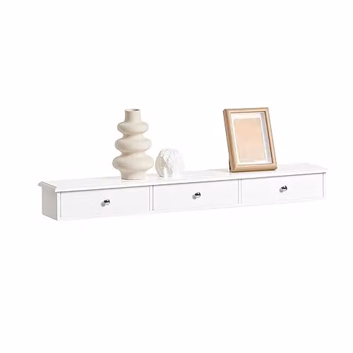 SoBuy mensola da muro con 3 cassetti bianca 94x15x10cm ingresso