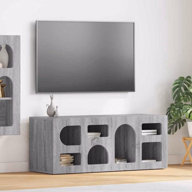 Mobile TV vidaXL Grigio con scomparti multimediali L/P/H: 100 x 35 x 40 cm