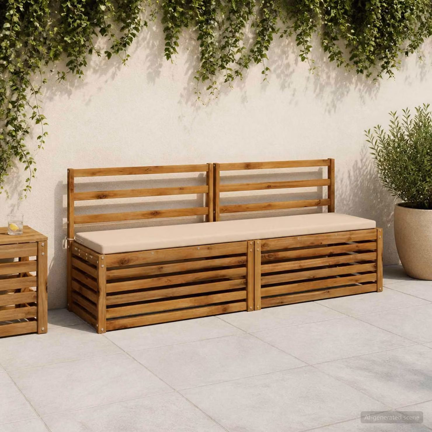 Cuscino per panchina vidaXL SOEST rettangolare in poliestere beige con rivestimento rimovibile e resistente ai raggi UV