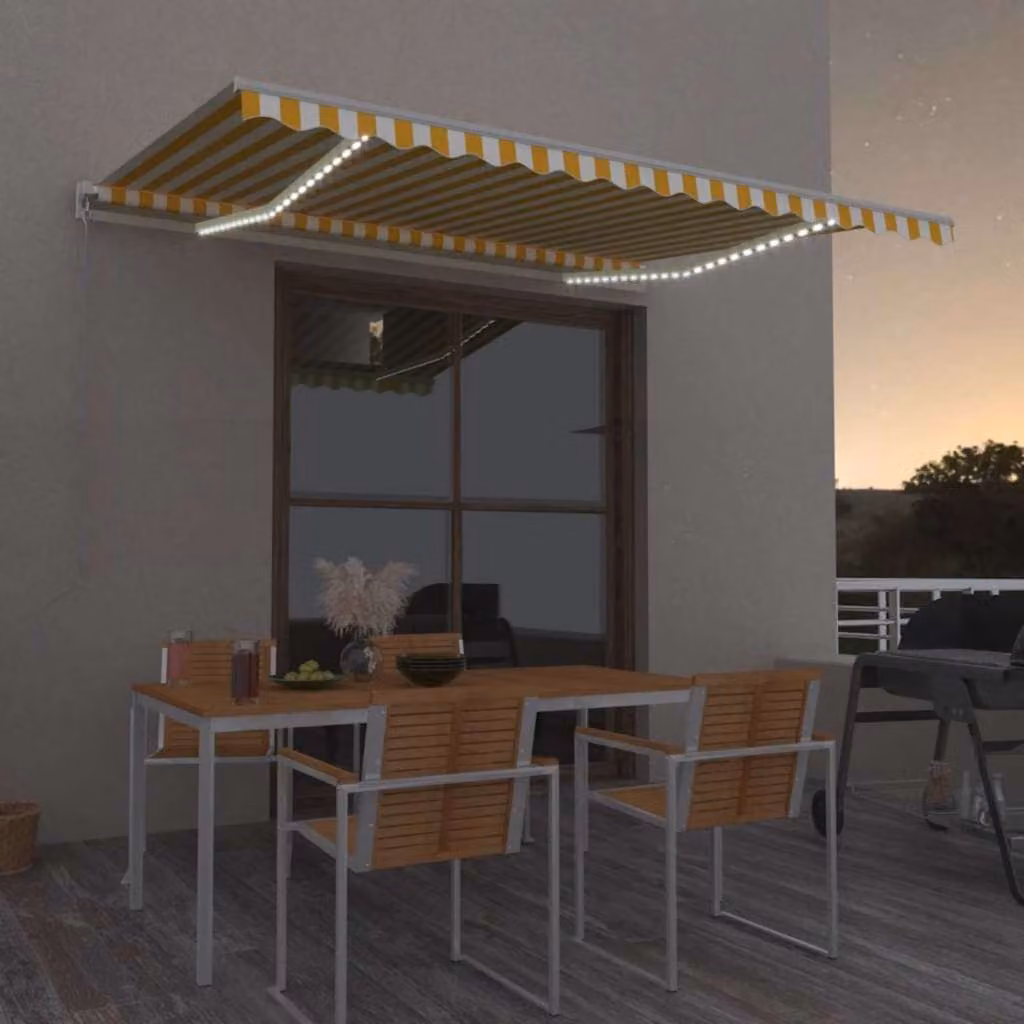 Tenda retrattile vidaXL in alluminio e poliestere, Giallo e Bianco, L 450 cm x P 350 cm