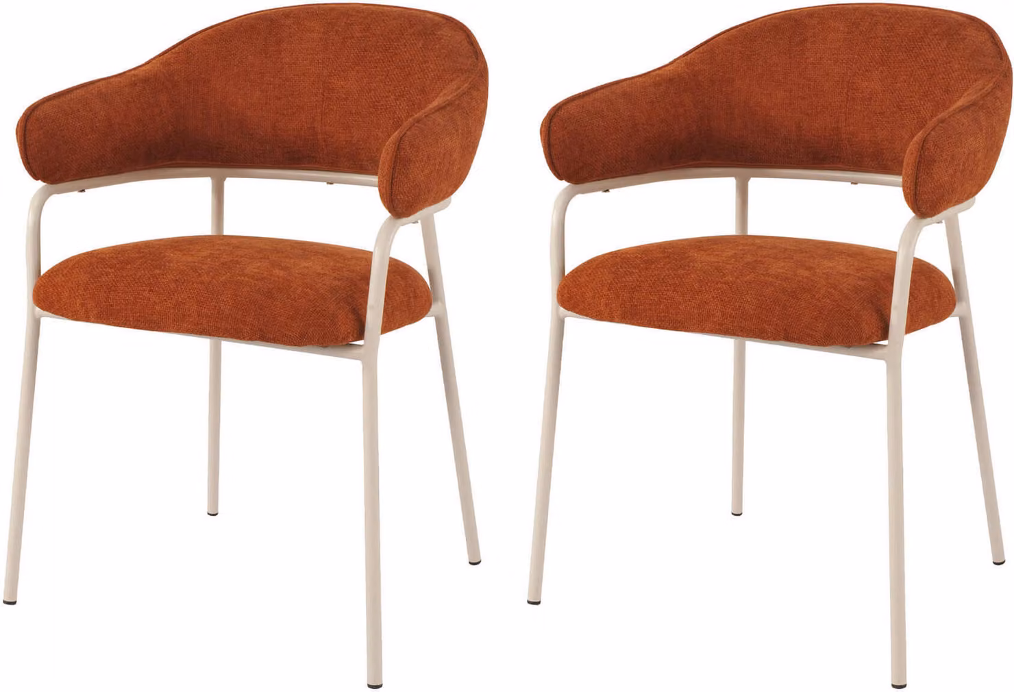 Rebecca Mobili sedie Tuffah 82,5x57x56,5 Tessuto poliestere Acciaio Arancione Bianco Moderno SET 2 pezzi
