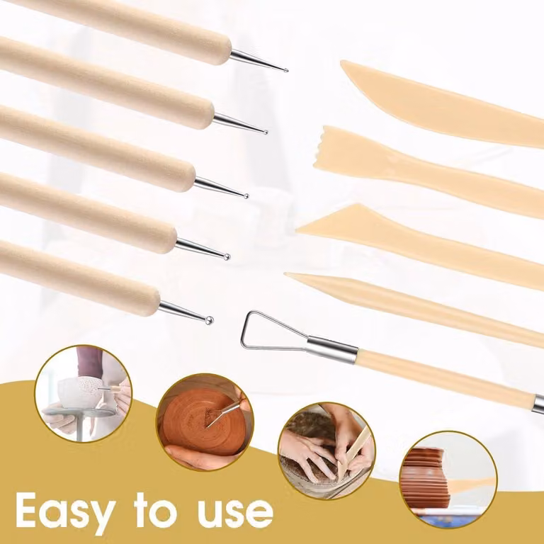 Set di 10 utensili per la pasta di polimero, legno, argilla da modellare, strumenti per la scultura, set di strumenti per la Vetroceramica, strumenti in legno per la modellazione dell'argilla.
