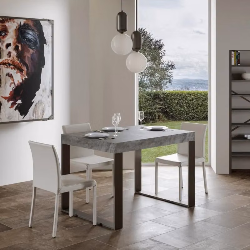 Tavolo allungabile rettangolare Itamoby in stile industrial con piano in laminato e telaio in metallo, L/P/H: 140 x 90 x 77 cm – 2