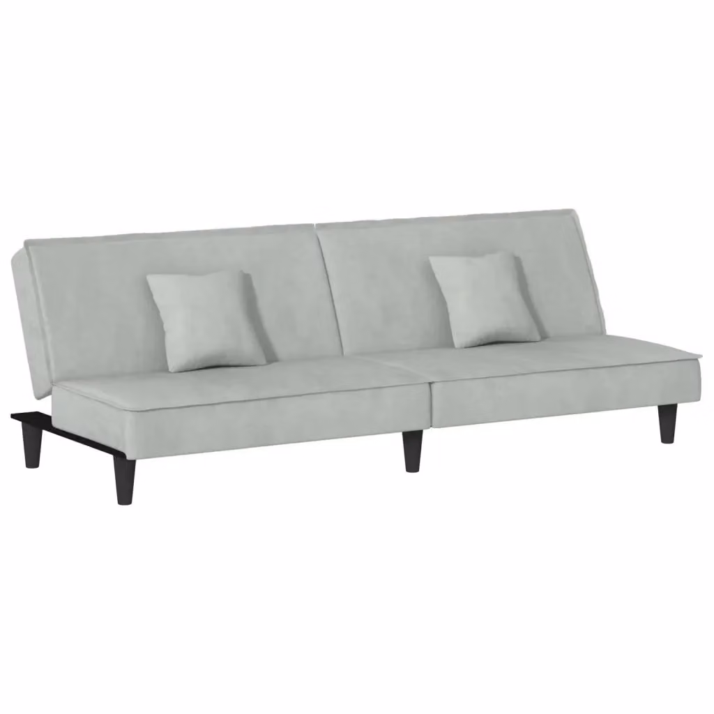 Divano Letto Click Clack vidaXL in Velluto Grigio con Poggiatesta Regolabile e Cuscini, L/P/H: 200 x 100 cm – 2