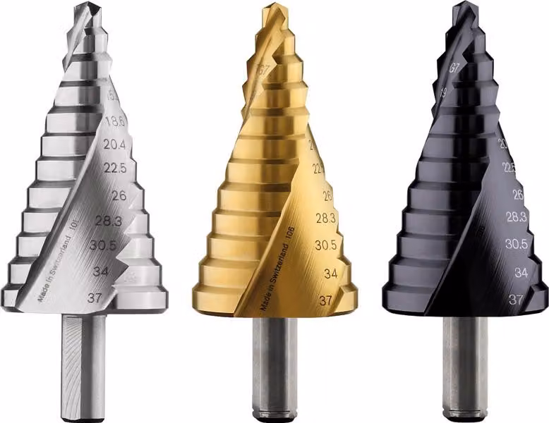Punta a gradino HSS, per pressacavi, 6 - 37 mm, 10 mm, 93 mm, 12 gradini