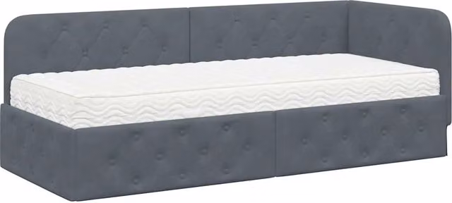 Letto singolo | Letto per adulti | Cornice del letto ad angolo Grigio scuro 80 x 200 cm Velluto