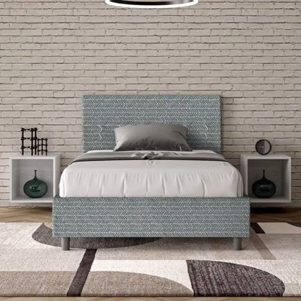 Letto una piazza e mezza Adele Ityhome con rete imbottita in tessuto Aragona 7 azzurro L: 120 cm, P: 210 cm – 2