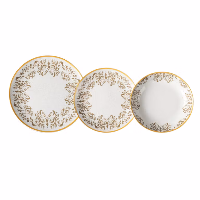 Servizio di piatti Gusto Casa Linea Zulema in porcellana, 18 pezzi, colore beige