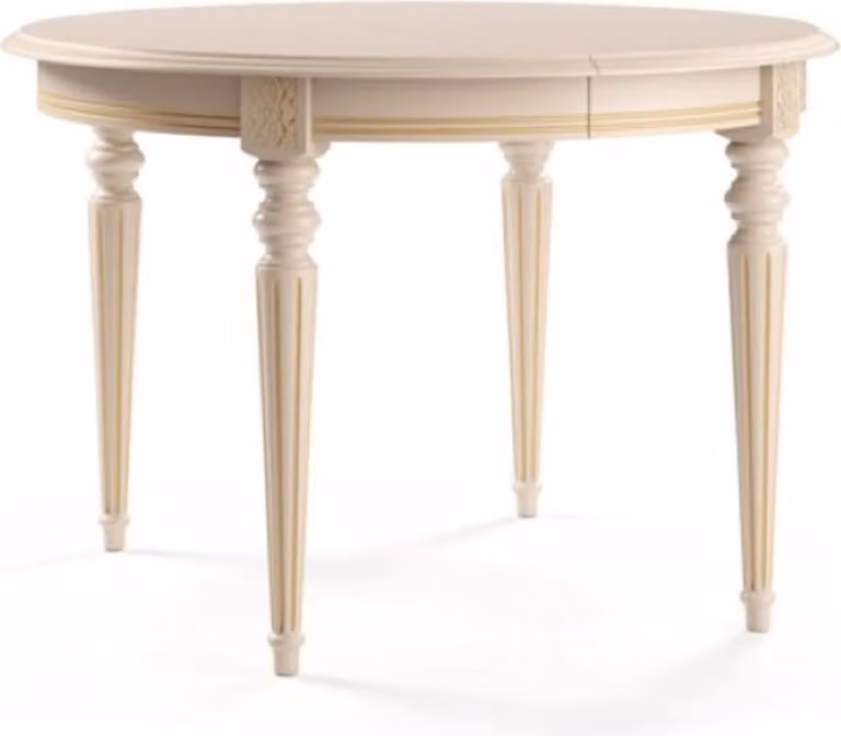 Casa Padrino tavolo da pranzo barocco color crema/oro 100-200 x 100 x h. 77,5 cm - Tavolo da pranzo rotondo allungabile in legno massiccio - Mobili da sala da pranzo barocchi