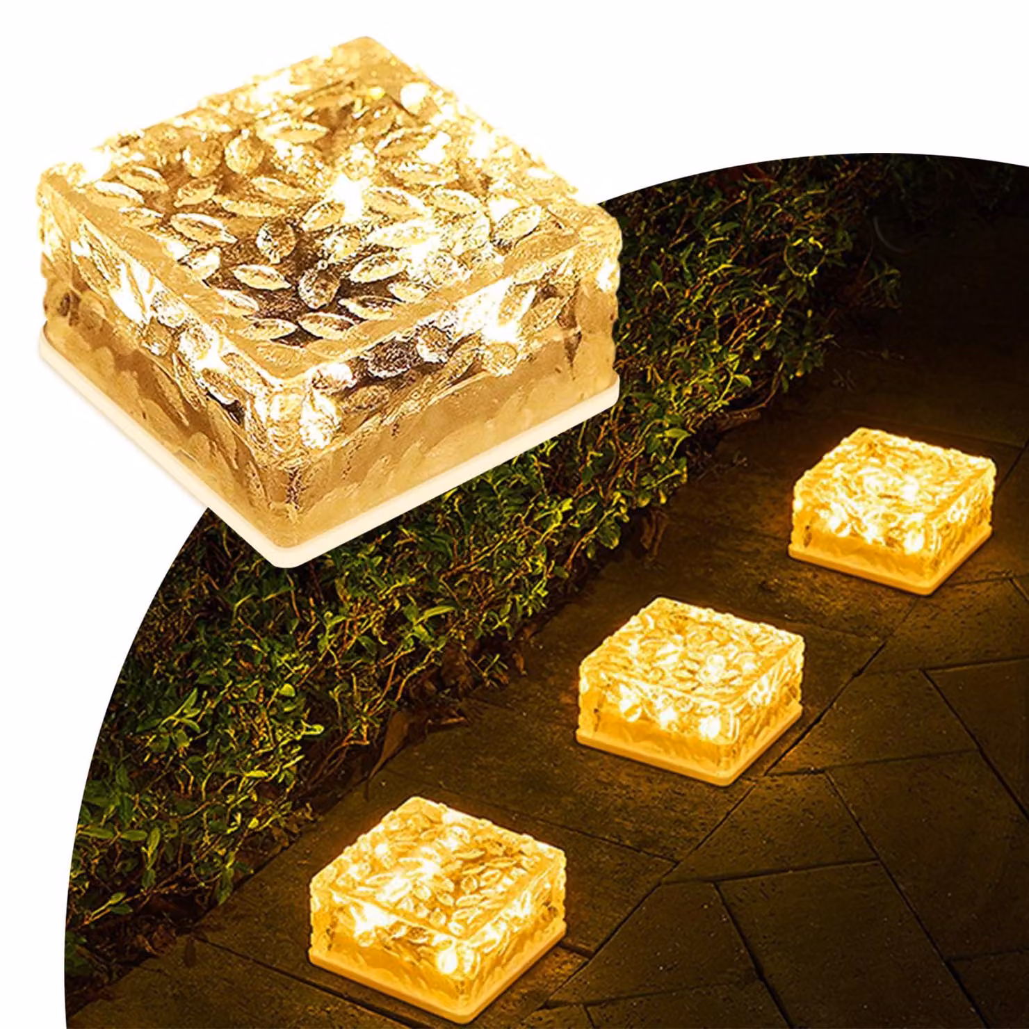 Lampada a LED solare, realizzata in mattoni, dimensioni 10,5x10,5x5,5 cm, luce bianco caldo, grado di protezione IP44