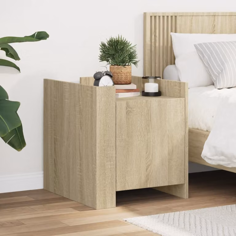 Comodino sospeso vidaXL in legno Rovere, design moderno per camera da letto o soggiorno, L 45 x P 50 x H 50 cm