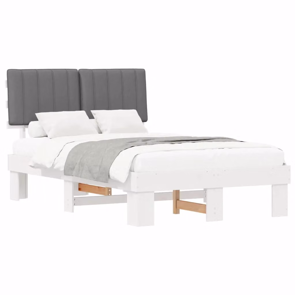 Letto moderno vidaXL con testiera rivestita in tessuto grigio e struttura in legno di pino L/P/H: 120 x 200 cm – 2