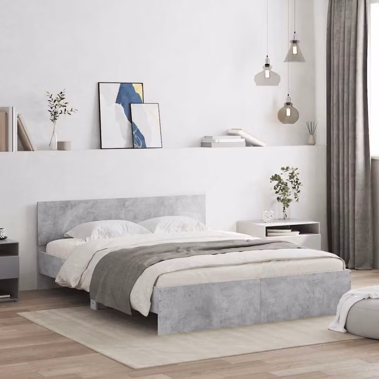 Giroletto con Testiera vidaXL in Grigio, L 140 x P 190 cm