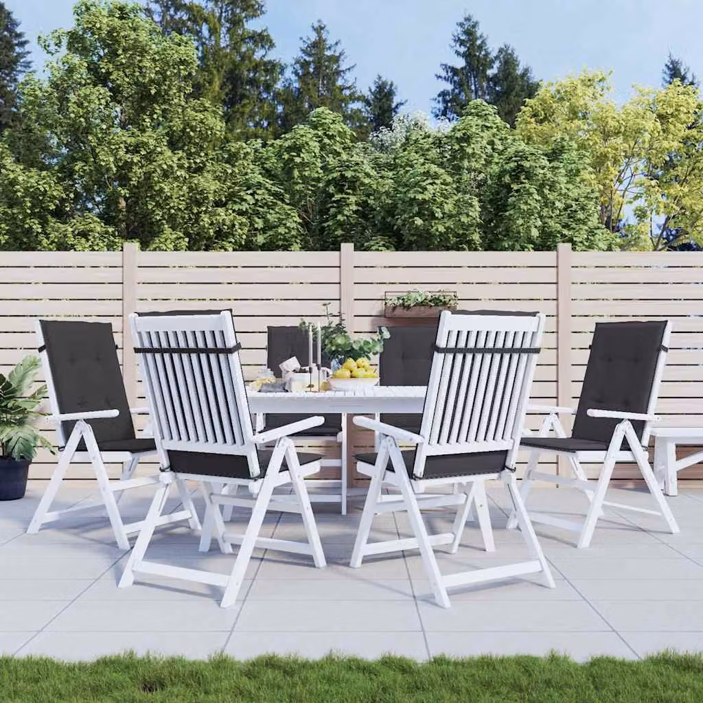 Set di 6 cuscini per sedie vidaXL in tessuto nero, impermeabili e resistenti ai raggi UV, L 120 cm x P 50 cm x H 3 cm