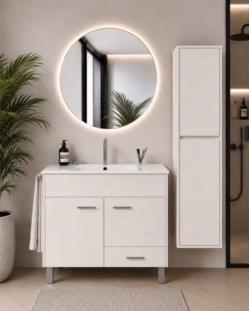 Mobile bagno con lavabo ORIGENBATH SAMOS senza specchio 100x45 cm bianco nordico con colonna