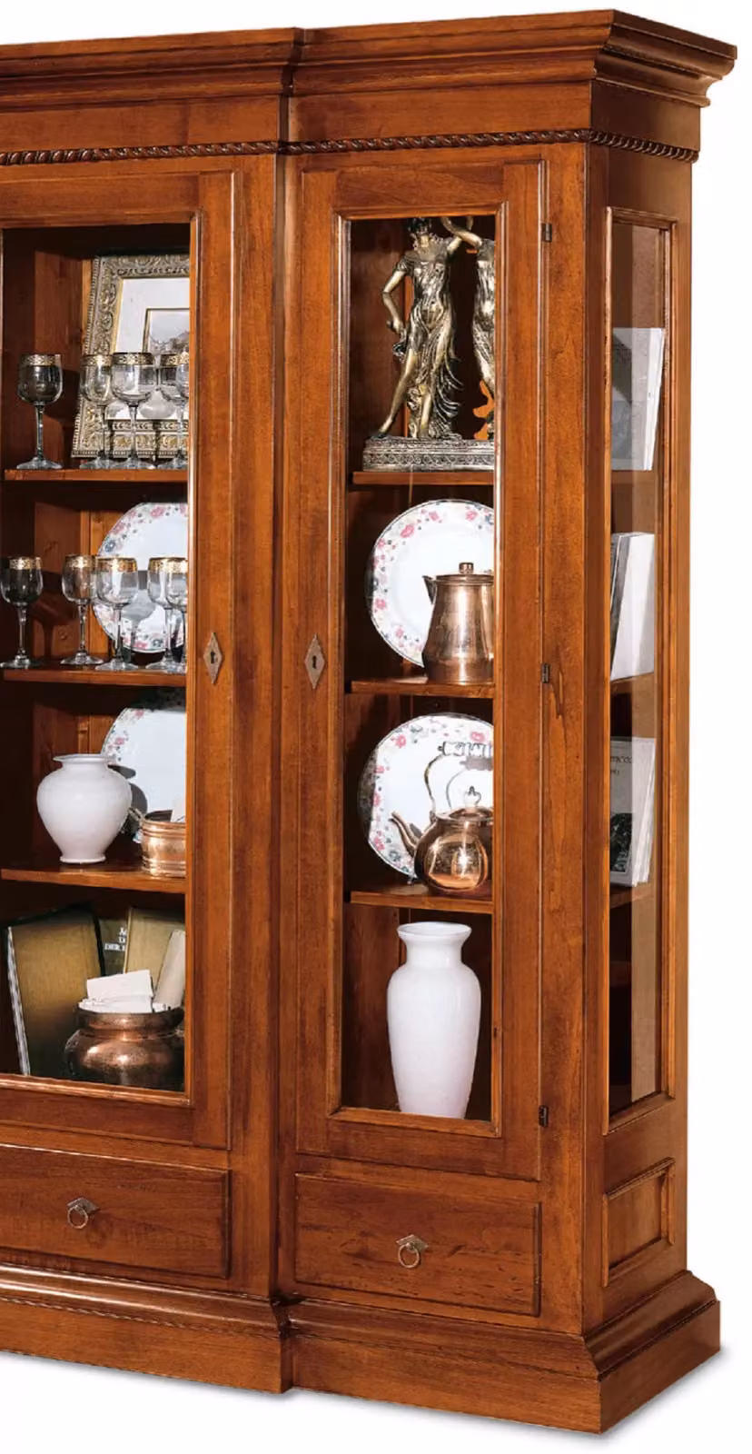 Vetrina 3 porte in legno stile arte povera color noce Mobili 2G L: 179 cm, P: 49 cm, H: 200 cm – 4