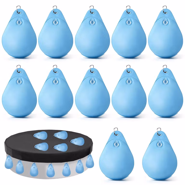 Copertura per piscina, set di 12 pesi e 3 sacche riempibili d'acqua, dimensioni 35 x 24 cm