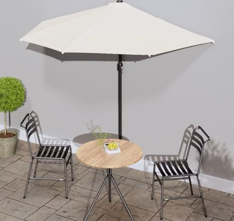 The Living Store Ombrellone da balcone con palo in alluminio color sabbia 270x144 cm Semicircolare