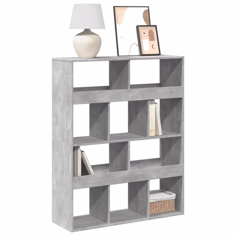 Libreria vidaXL Grigio Cemento in Legno Multistrato e MDF, L 100 cm x P 33 cm x H 125,5 cm