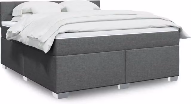 Letto Ibrido vidaXL con Giroletto a Molle e Materasso in Tessuto Grigio e Bianco L/P/H: 180 x 200 cm