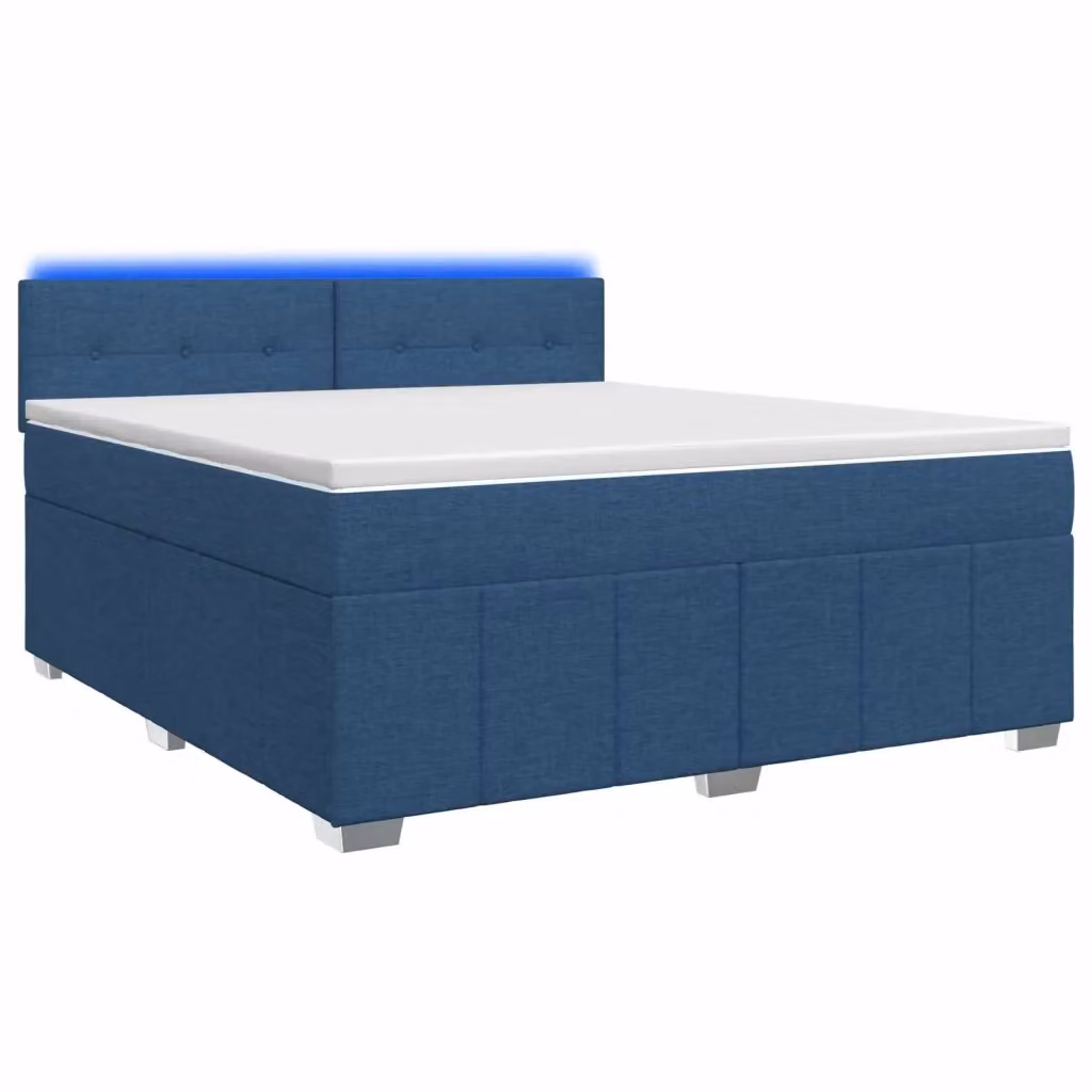 Letto box spring con materasso ibrido vidaXL in tessuto blu e multicolore con illuminazione sottostante e porta USB L/P/H: 160 x 200 x 100,5 cm – 2