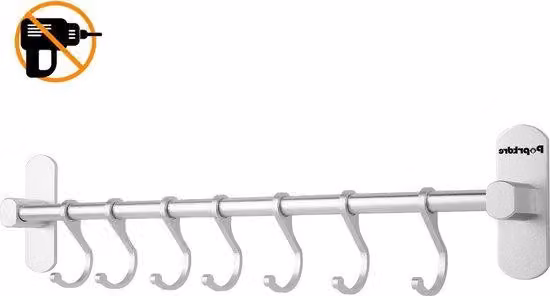 Scaffale sospeso in alluminio per utensili da cucina senza forature - 7 supporti per cassetti