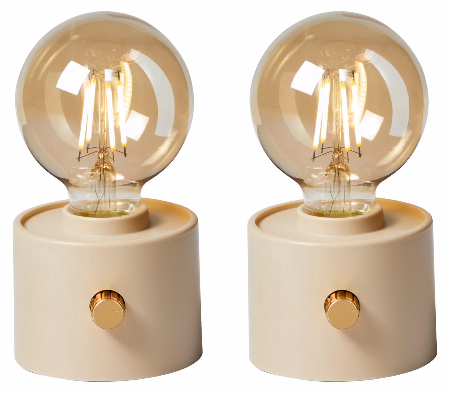 Lampadina vintage a batteria Edison Lampada da tavolo LED USB-C dimmerabile con interruttore rotante - decorazione moderna 2x beige
