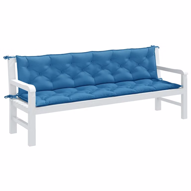 Set di 2 cuscini per panca da giardino vidaXL in tessuto blu, L 200 cm x P 50 cm x H 7 cm