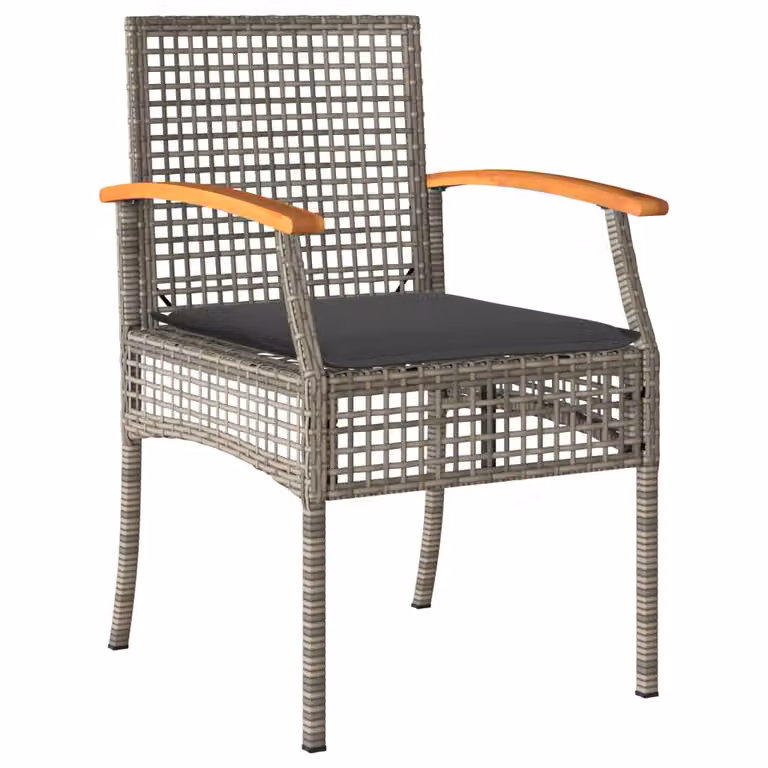 vidaXL set da pranzo da giardino 7 pezzi con cuscini in polirattan grigio