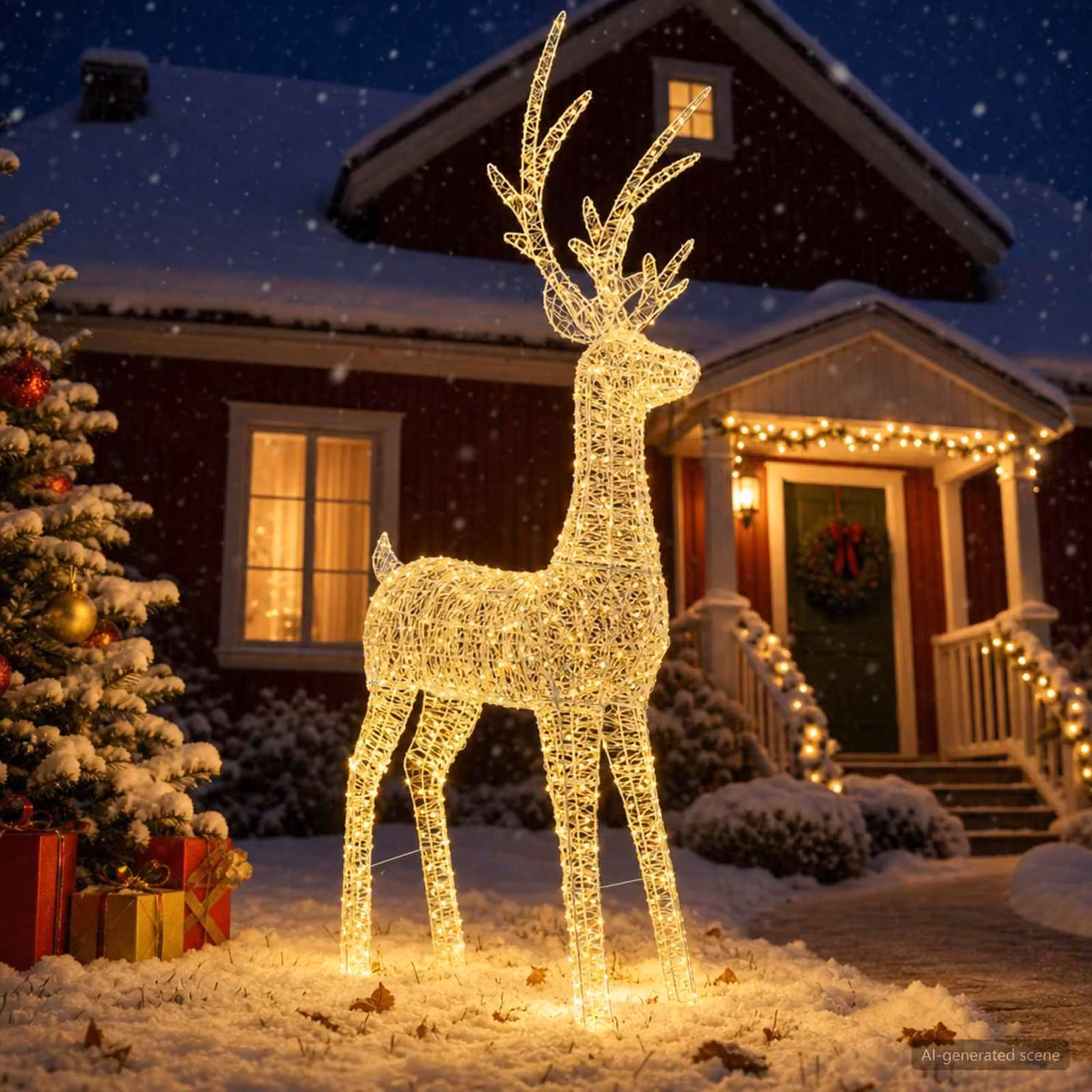 vidaXL Renna di Natale luminosa a LED 1000 LED Bianco caldo