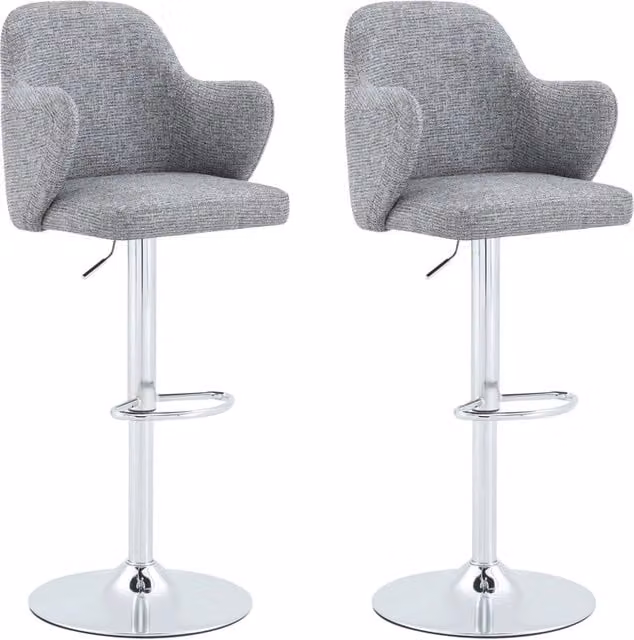 Set di 2 sgabelli da bar regolabili 45 x 37,6 x 118 cm grigio, girevoli 360°