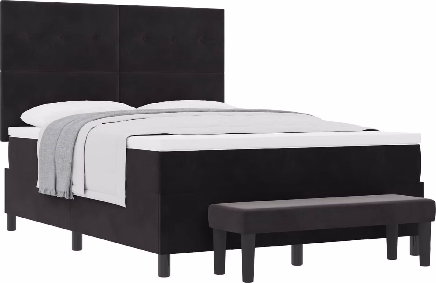 Letto a molle con cuscino Nero 200 x 140 cm Velluto