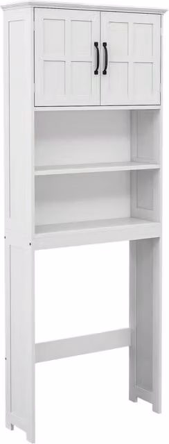 Mobile sopra WC salvaspazio per bagno in MDF armadietto a 2 ante con ripiano regolabile e mensole aperte