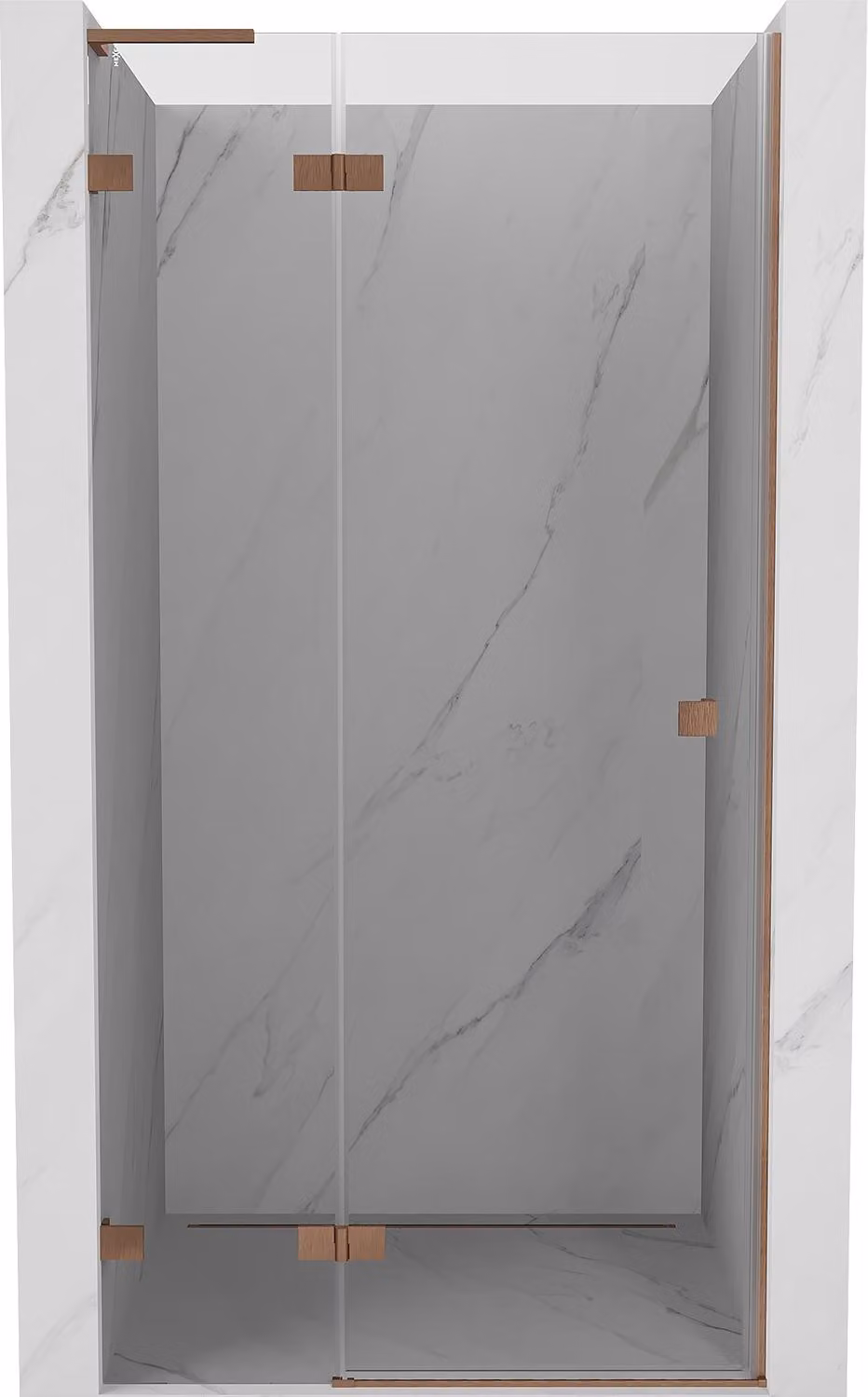Mexen Lunar L porta doccia battente sinistra 70 cm, trasparente, rame spazzolato - 834L-070-000-65-00-L