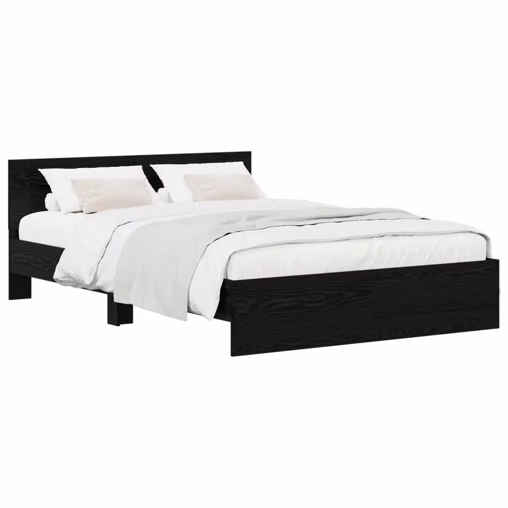 Struttura letto con testata vidaXL in legno nero moderno L/P/H: 193 x 140 x 70 cm – 2