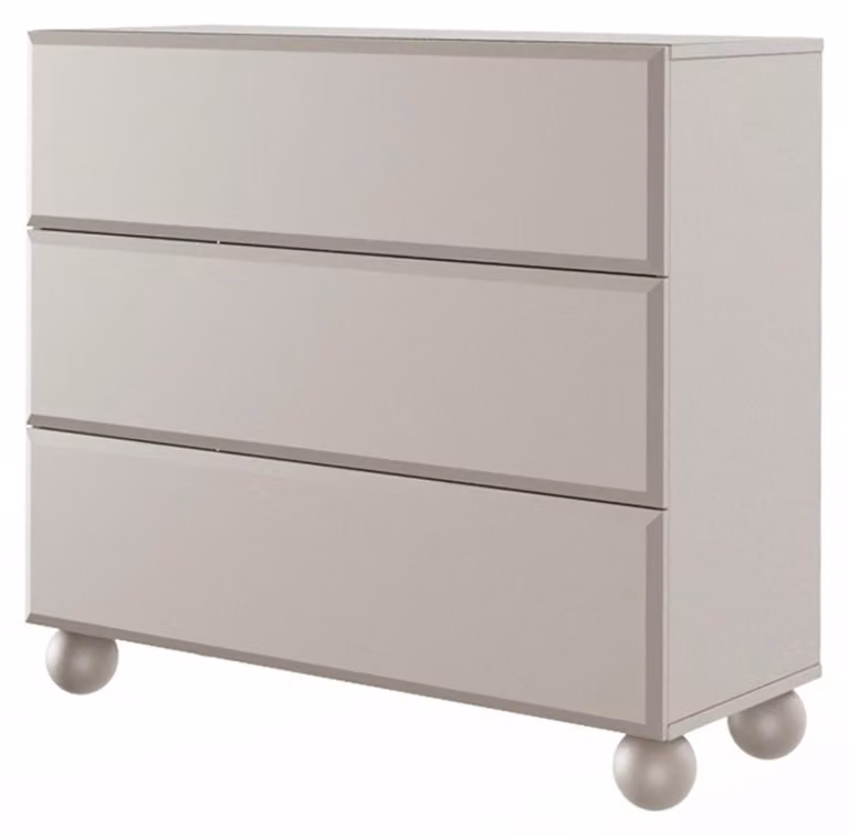Selsey CIOCCOLATO - Cassettiera su piedi a sfera con 3 cassetti Beige 100 cm