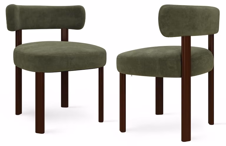 COLAMY Set da 2 sedie da pranzo in legno massello – design pulito e accogliente – Verde