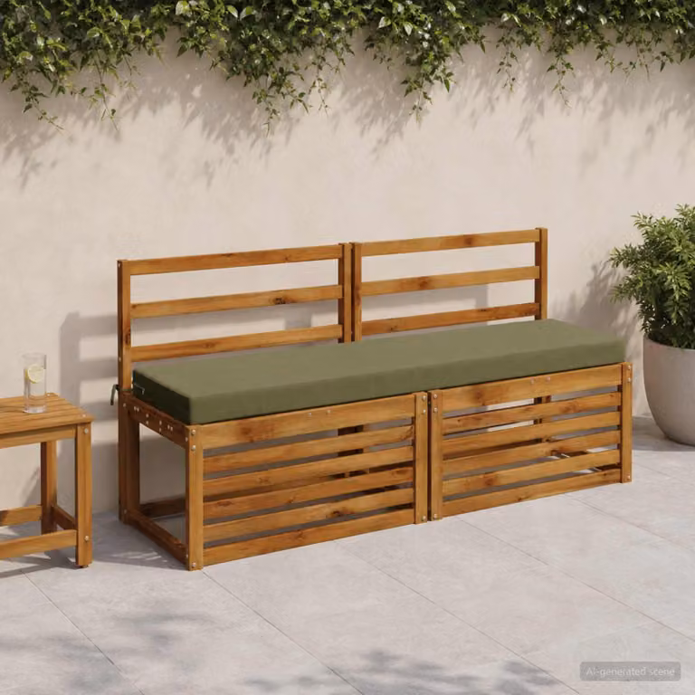Set di 2 cuscini per panchina vidaXL verdi in poliestere con imbottitura in schiuma e coperture lavabili