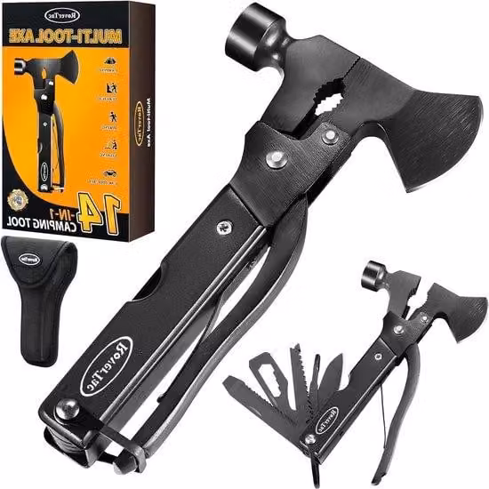 Coltello da sopravvivenza con sega - 14 funzioni - Martello - Regalo per la festa del papà