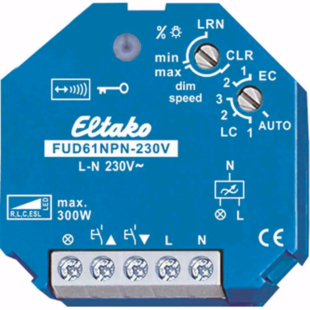 ELTAKO FUD61NPN-230V Interruttore dimmer universale senza fili da incasso max 300W (30100835)
