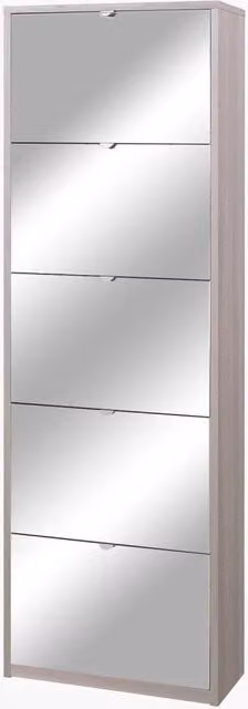 Scarpiera 5 Ante con Specchio 63x190x29 cm Olmo Chiaro
