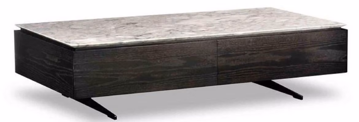 Casa Padrino tavolino con 2 cassetti nero/bianco 150 x 80 x h. 38 cm - Tavolino da salotto con piano in marmo - Mobili