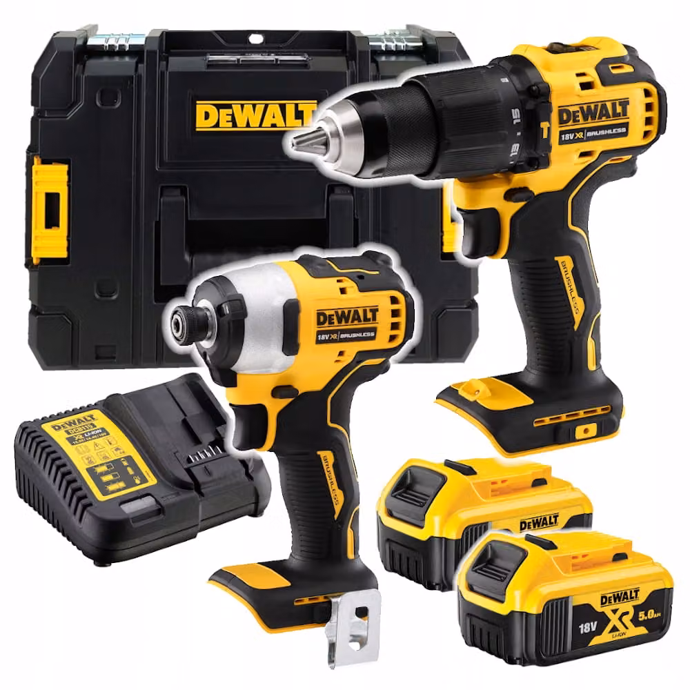 Set di utensili DeWalt DCK2062P2T 18 V (DCD709 + DCF809) 2x5,0 Ah: trapano avvitatore a percussione, avvitatore a percussione