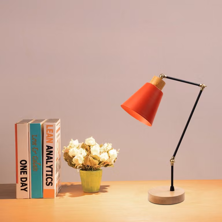 Opviq, Manavgat - N-596, Lampada da tavolo, rosso, ferro, 14 x 14 x 52 cm