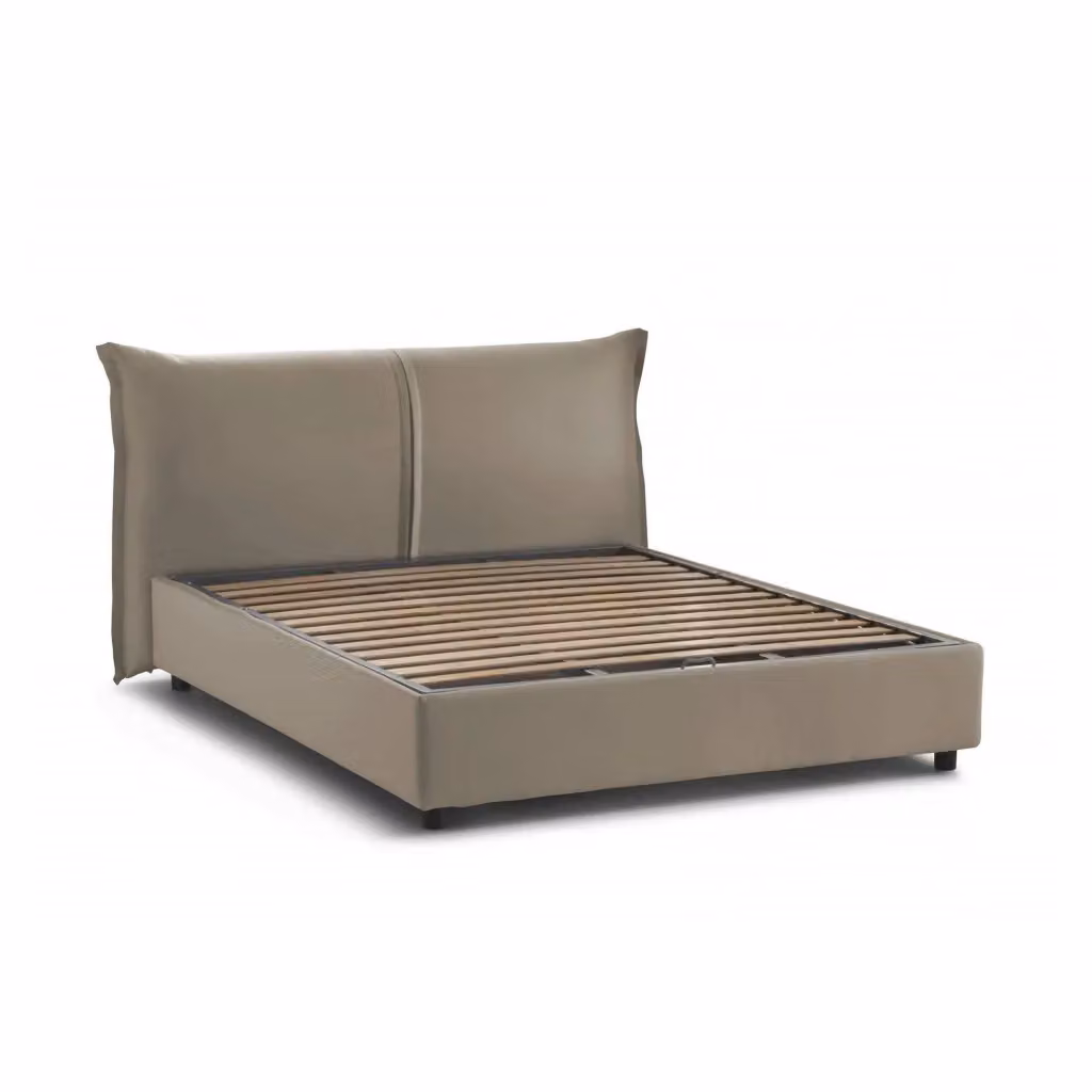 Letto Matrimoniale Alabaster Talamo Italia con Contenitore e Rivestimento Sfoderabile Grigio – 2